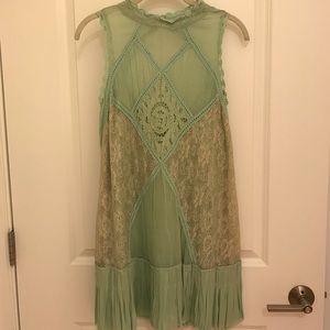 Free People Flow Light Turquoise Boho Dress Size M